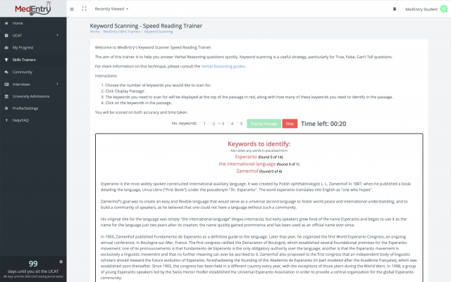 Keyword Scanning Trainer